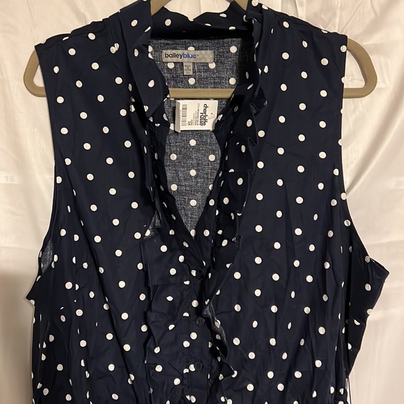 NWT Bailey Blue Polka Dots Navy Blue Fit and Flare Retro Dress Size 3X - Picture 2 of 5